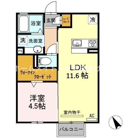 SOLIS C(1LDK/2階)の間取り写真