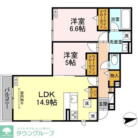 エスプレッシーヴォ(2LDK/1階)の間取り写真