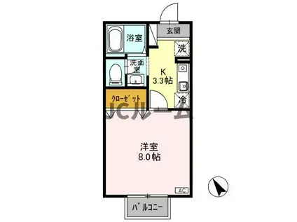 フォレストコート(1K/2階)の間取り写真