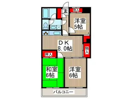 フローラレジデンス川口(3DK/6階)の間取り写真