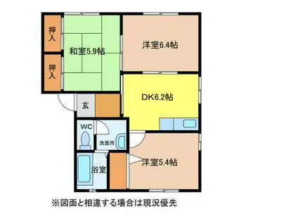 ストーク2番館(3DK/1階)の間取り写真