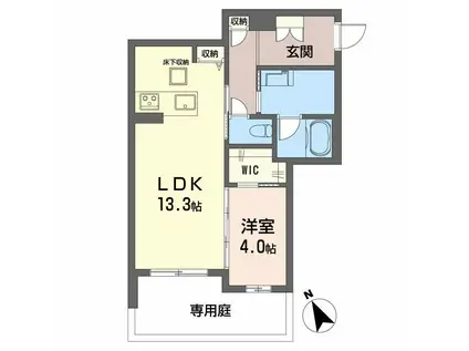 ローズクレール(1LDK/1階)の間取り写真