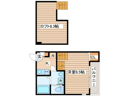 PRENDRE NO.10(1K/2階)の間取り写真