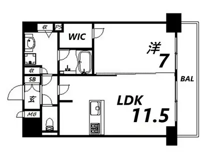 プレサンス THE神戸(1LDK/11階)の間取り写真