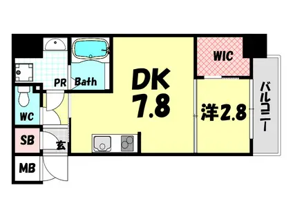 アドバンス三宮ラシュレ(1LDK/4階)の間取り写真