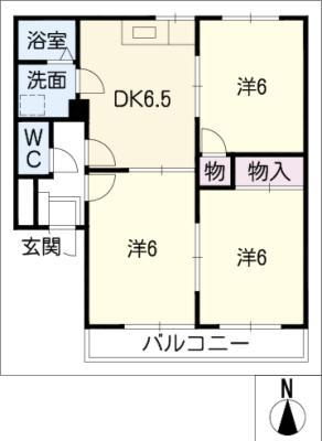 ユタカハイツ(3DK/2階)の間取り写真