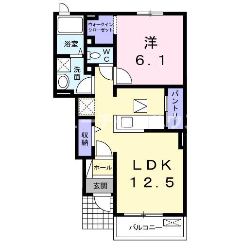 メルヴェーユK(1LDK/1階)の間取り写真