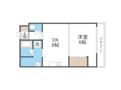 アーバン北2条ビル(1LDK/6階)の間取り写真