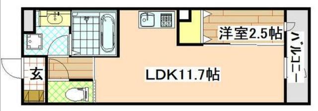 ザ・テラスコート英(1LDK/3階)の間取り写真