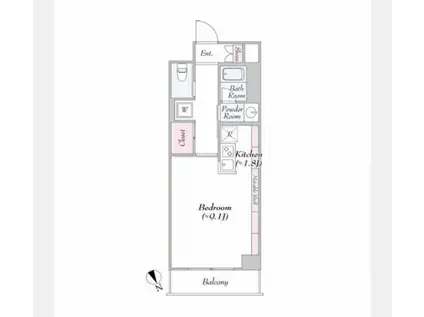 BLUROCK神楽坂 ブルロック神楽坂(1K/4階)の間取り写真