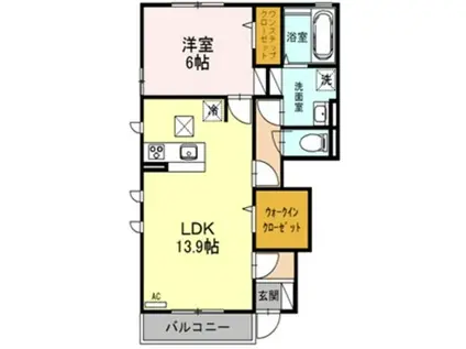 オルキスI(1LDK/1階)の間取り写真