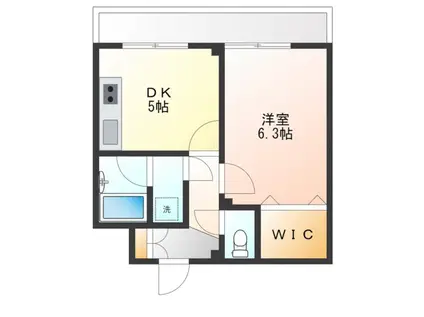 レクセル梅ヶ丘(1DK/6階)の間取り写真