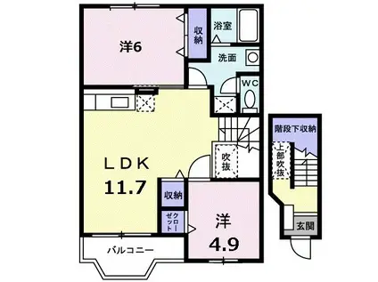 セトルエレガンD(2LDK/2階)の間取り写真