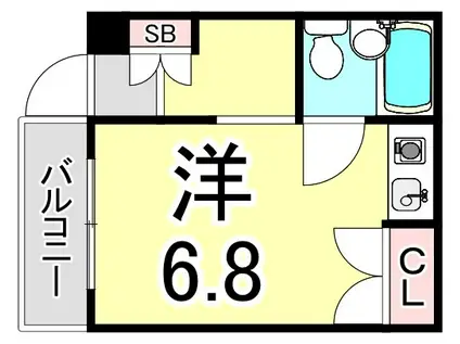 シャンブルド甲東園(ワンルーム/1階)の間取り写真