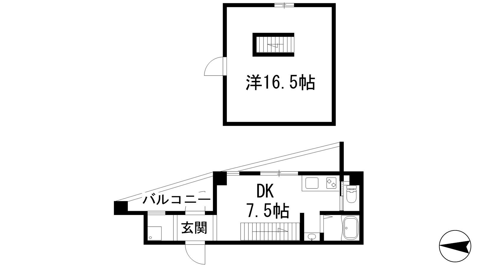 吉村ビル(1DK/4階)の間取り写真