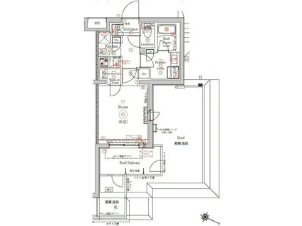 ガリシア東十条サウス(1K/3階)の間取り写真