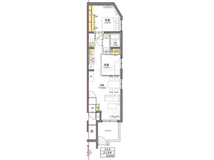 TASUKI RICHESSE SHIN-NAKANOタスキ リシェ(2LDK/1階)の間取り写真