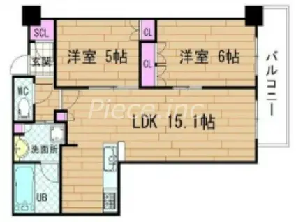 グランドメゾン新梅田タワー THE CLUB RESIDENCE(2LDK/16階)の間取り写真