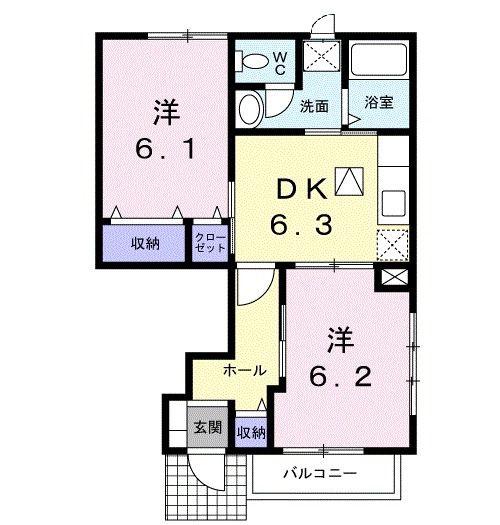 サンライトプリティー(2DK/1階)の間取り写真