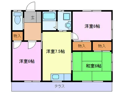 スティルヒル大仁(3DK/1階)の間取り写真