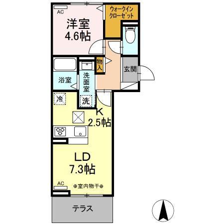 ラフィネ(1LDK/1階)の間取り写真