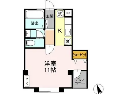 ざおうマンション(1K/1階)の間取り写真