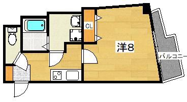 リベールくずは(1K/1階)の間取り写真