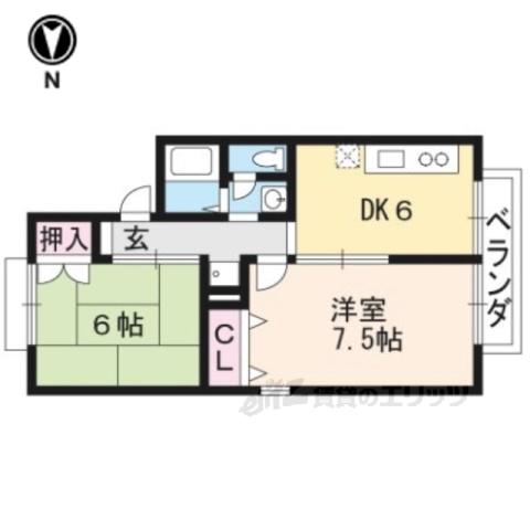 セジュール松月A(2DK/1階)の間取り写真