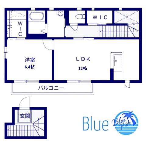 ヴェルデ茅ヶ崎B(1LDK/2階)の間取り写真