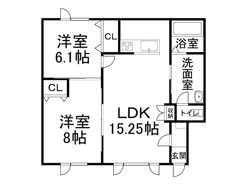 プランドール(2LDK/1階)の間取り写真