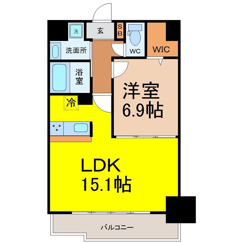 リバーコート砂田橋 II(1LDK/3階)の間取り写真