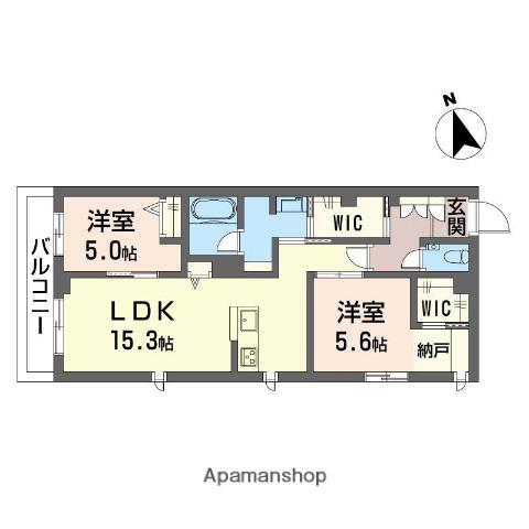 オーツー(2LDK/1階)の間取り写真