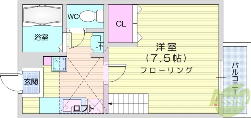 Kハウス伍番館(1K/2階)の間取り写真