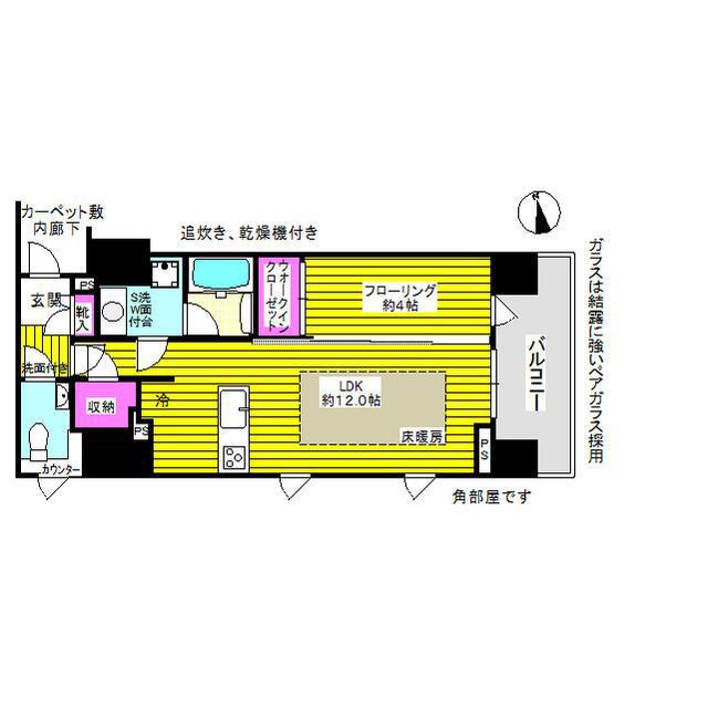 ピアース千代田東神田(1LDK/4階)の間取り写真
