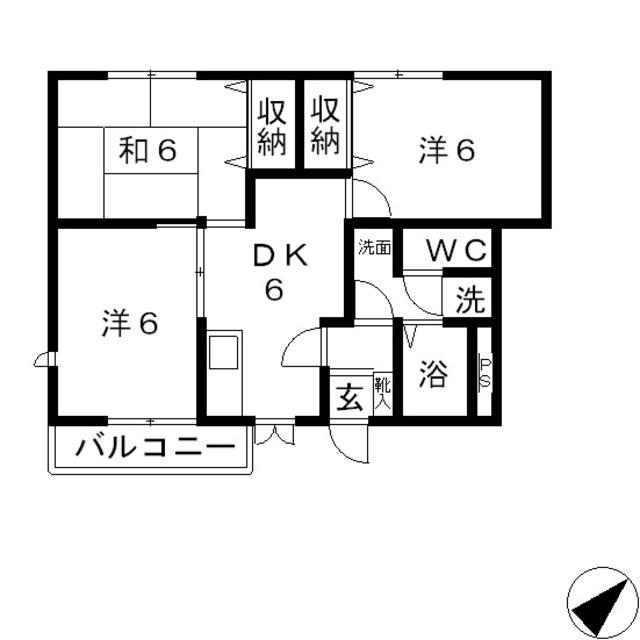 ファミリースポット(3DK/1階)の間取り写真