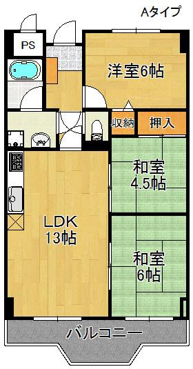 ライオンズマンション泉南樽井第2(3LDK/4階)の間取り写真