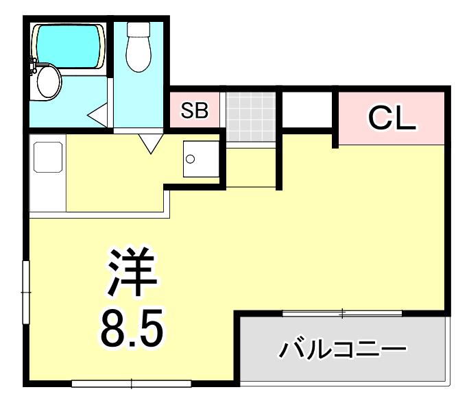 レジデンシア甲子園口(1K/4階)の間取り写真