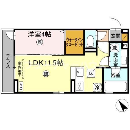 ラヴィエベル(1LDK/1階)の間取り写真