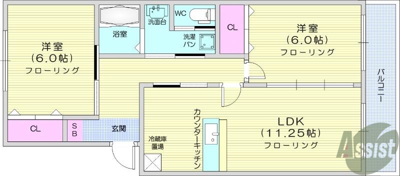 プログレール落合壱番館(2LDK/1階)の間取り写真