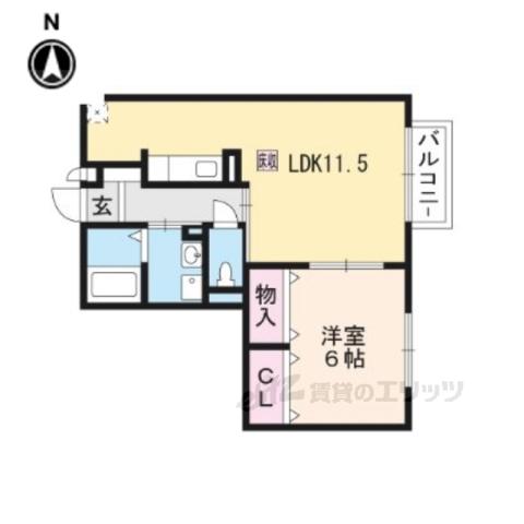 ベルコート木の座(1LDK/1階)の間取り写真