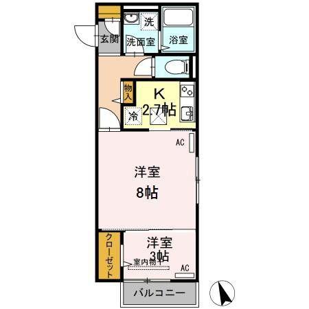 D-クレール シェソアII(2K/1階)の間取り写真