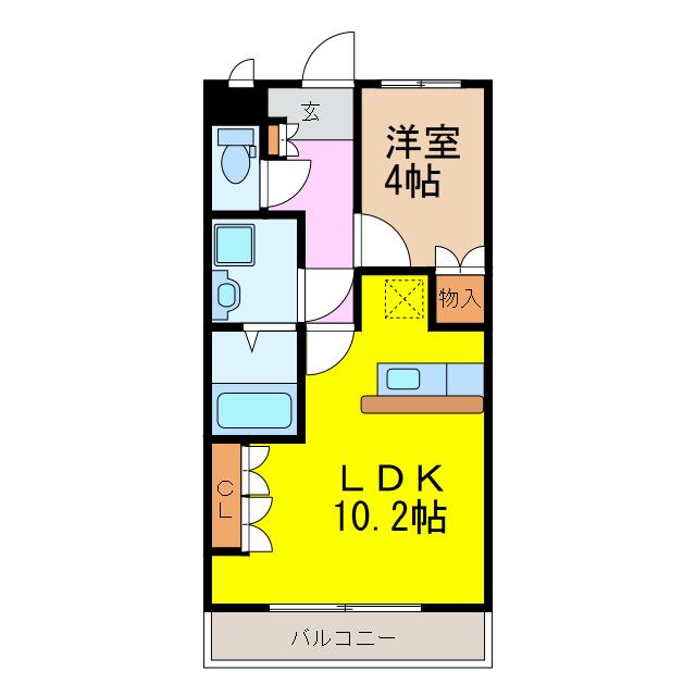 ディア・ベルジュ(1LDK/2階)の間取り写真