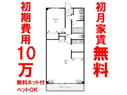 サンヒルズ高崎(1LDK/6階)の間取り写真