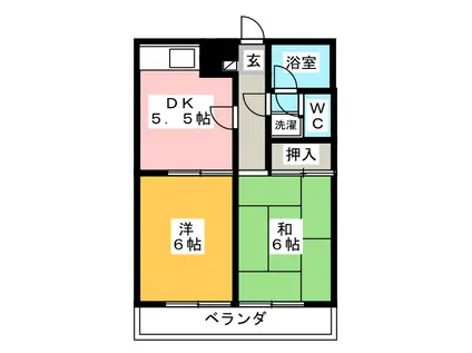 ヒルズ東寺尾(2DK/3階)の間取り写真