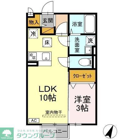 マウンテンスクエア(1LDK/1階)の間取り写真