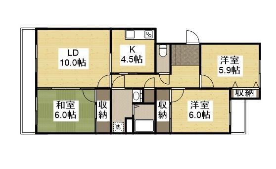 KSB木之庄(3LDK/4階)の間取り写真