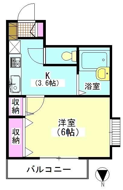 シャンフォート(1K/2階)の間取り写真