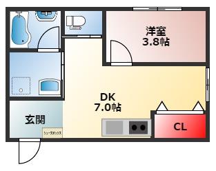藤原マンション(1DK/3階)の間取り写真