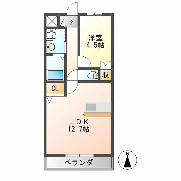 コーポオオノ(1LDK/1階)の間取り写真