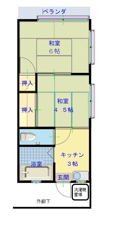 吾妻ファミール(2K/2階)の間取り写真